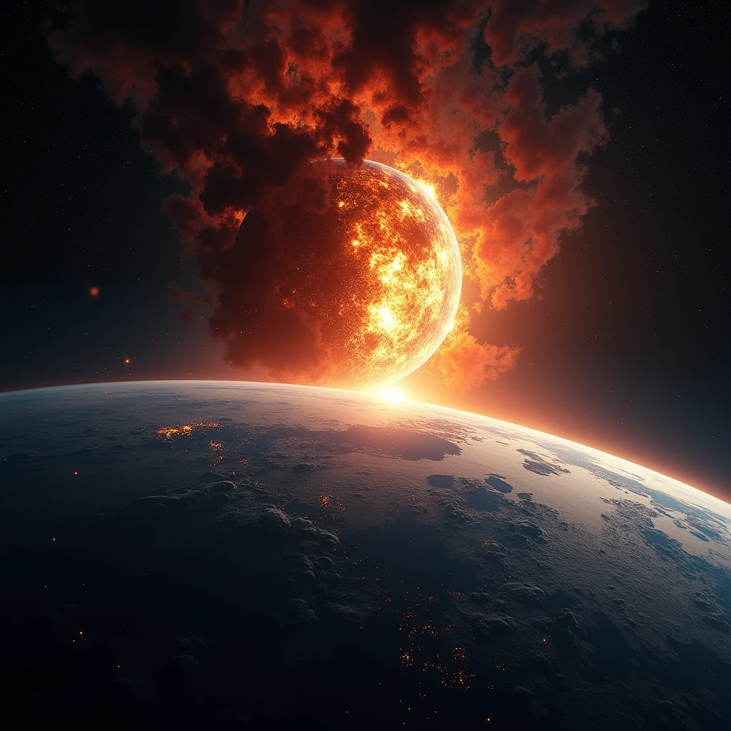 gigantic meteor, from space to the earth, impact, judgement day,