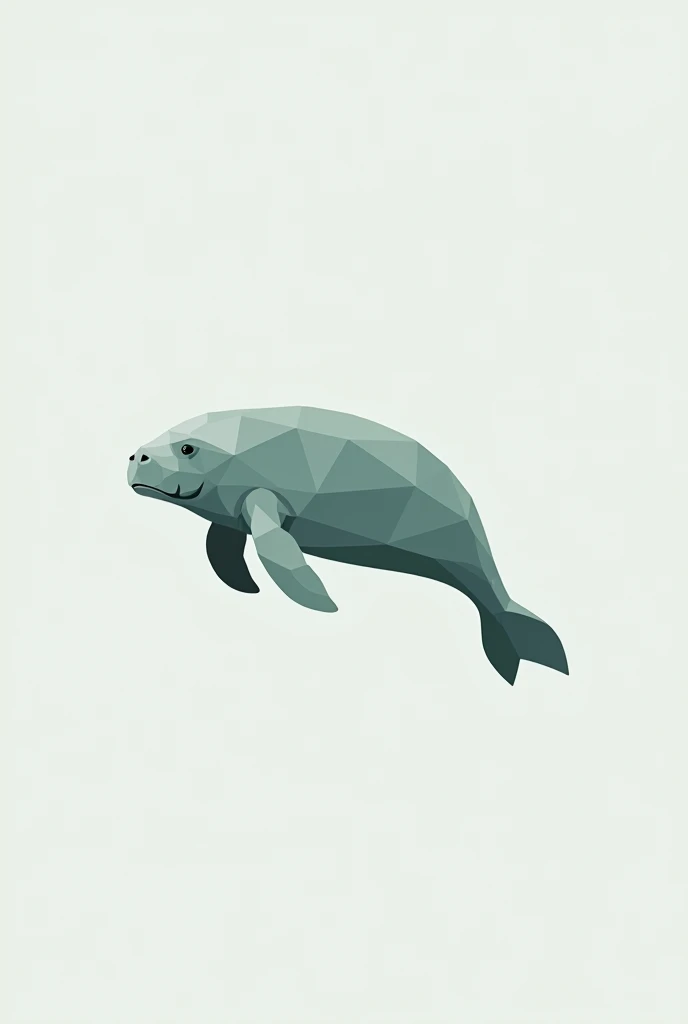 Manatee-themed logo。Simple graphics。2D Polygon Styles。View from the side。