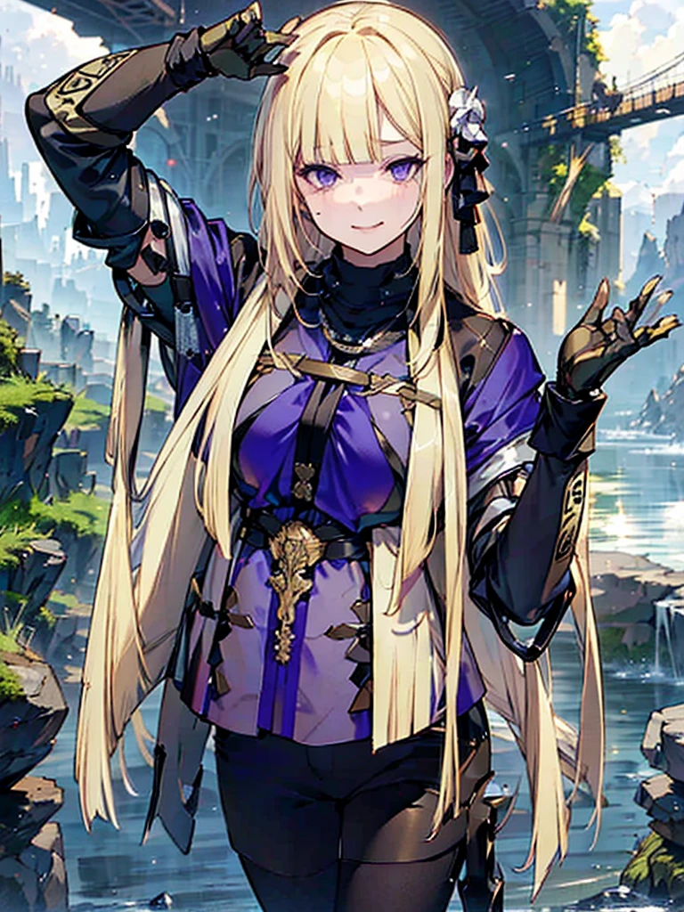  Purple eyes, blonde,score_9, score_8_Excellent, score_7_Excellent, score_6_Excellent, score_5_Excellent, masterpiece, Highest quality, Intricate details, Sharp focus, Very detailed, null, (null飛ぶ島:1.2), null, cloud, Fantasy Landscape,