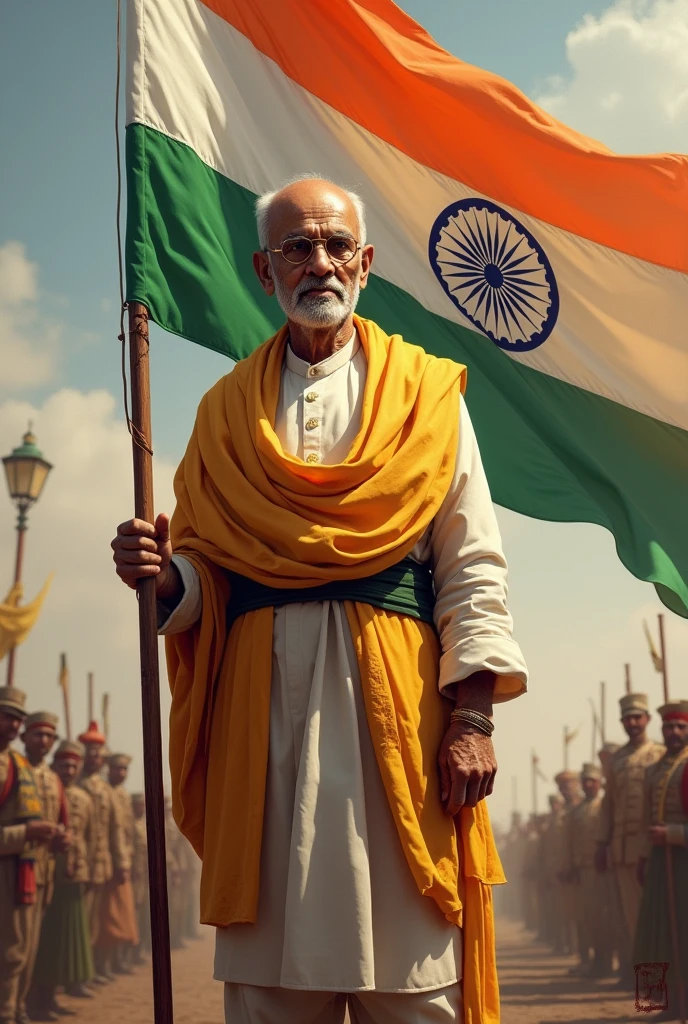 Sardar patel with ondian flag photo