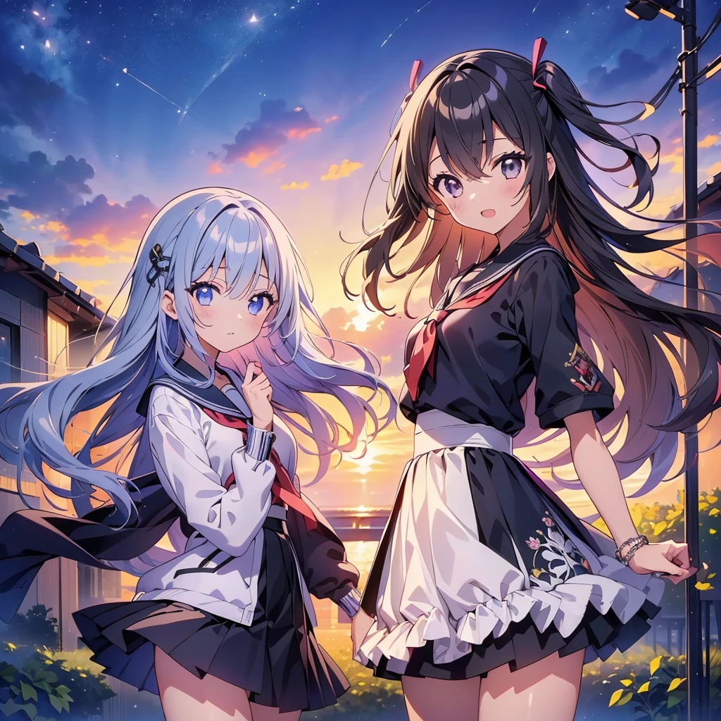 1girl,(((Highest quality、Masterpiece、Official Art、Super detailed、The best composition)))、Anime Style、Left half: High school girl、Right half armed girl、Two-sided、