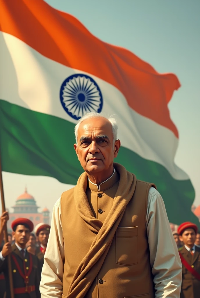 Javaharlal neharu with ondian flag photo
