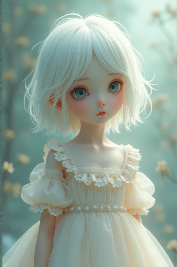 1 white haired girl with beautiful short dress