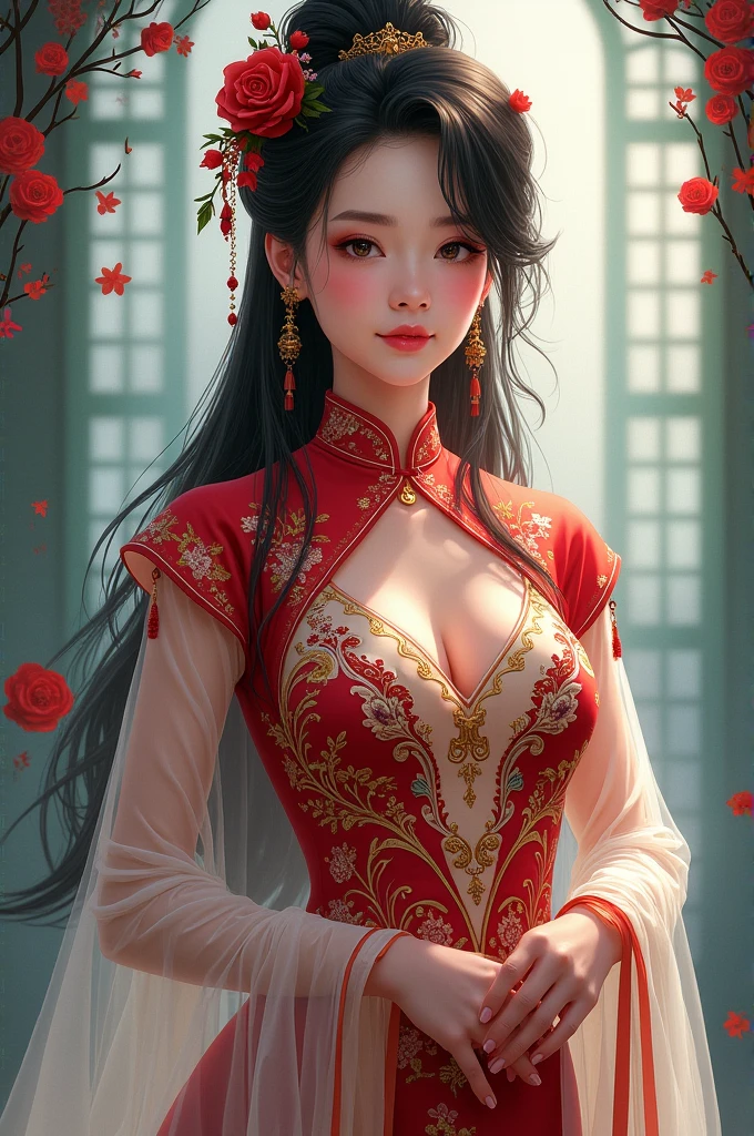 Drawing Bajira Meguru wearing a cheongsam