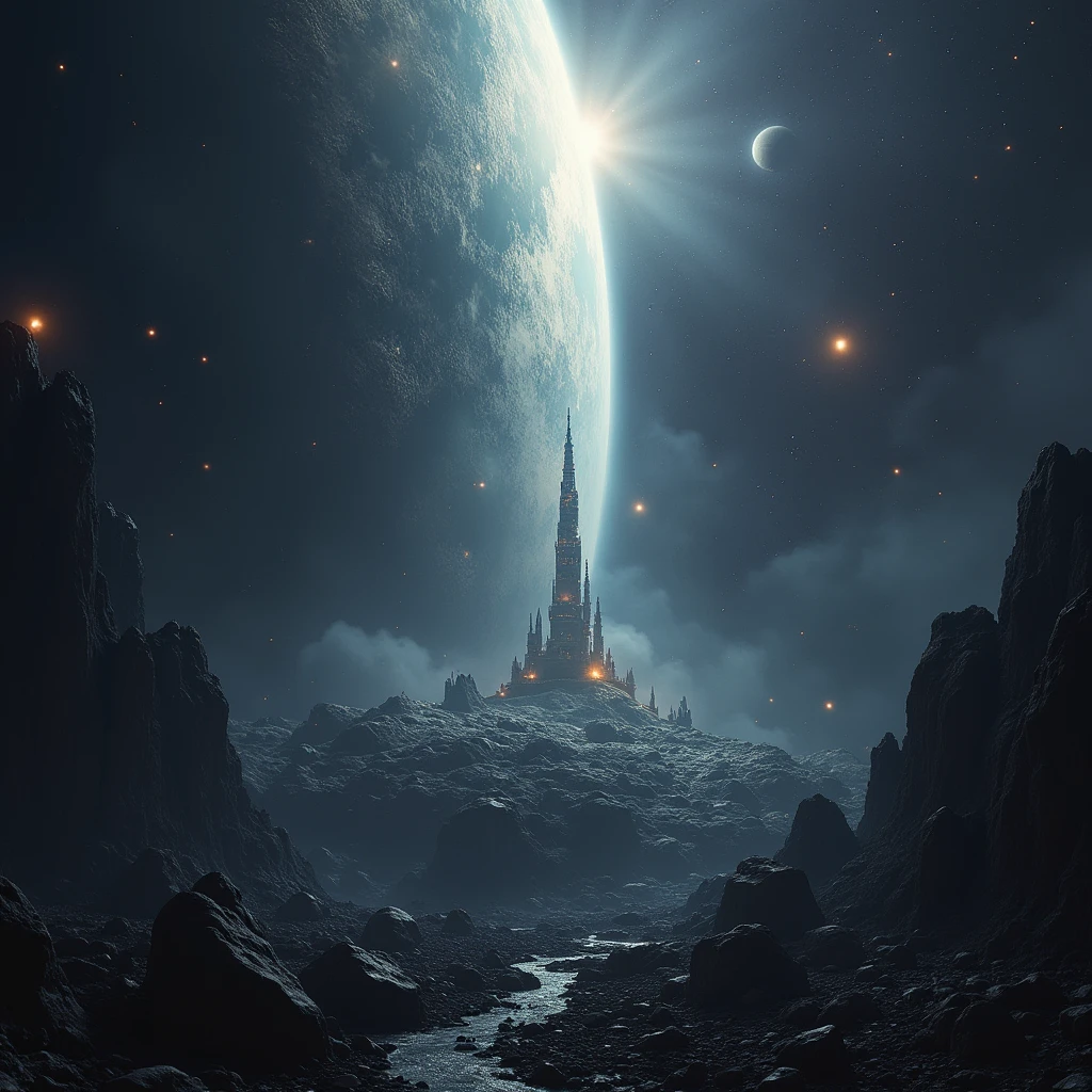 falling space colony down, from space to the earth, impact, judgement day,