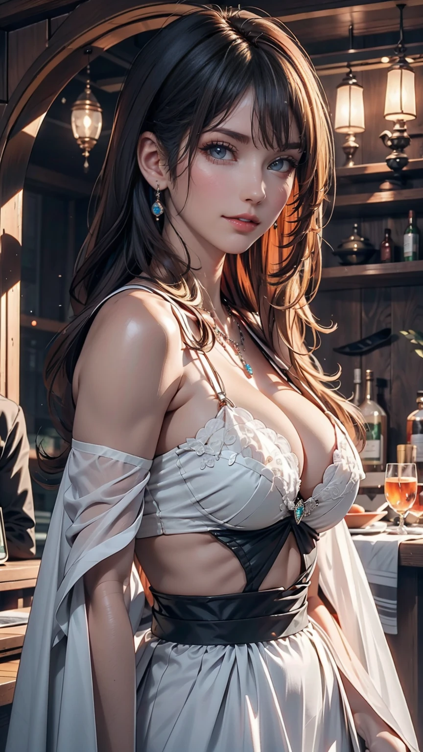 (An unbeatable masterpiece, Side light, Fine and beautiful eyes: 1.2), ultra-Realistic 8k CG, Perfect artwork, Upper Body, Shiny Hair, Glowing Eyes, Glowing Skin, Realistic, 3D Face, Underbust, Huge breasts, Perfect female figure, Mature Woman, Mature Woman, Tight waist, Looking at the audience, race, race trim, Fascinating pose, Sexy pose, Fascinating, reputation, nice, luxury, jewelry, gem, Money, Silver, diamond, Glitter, sapphire, Ruby, Emerald, Pearl, amber, obsidian,