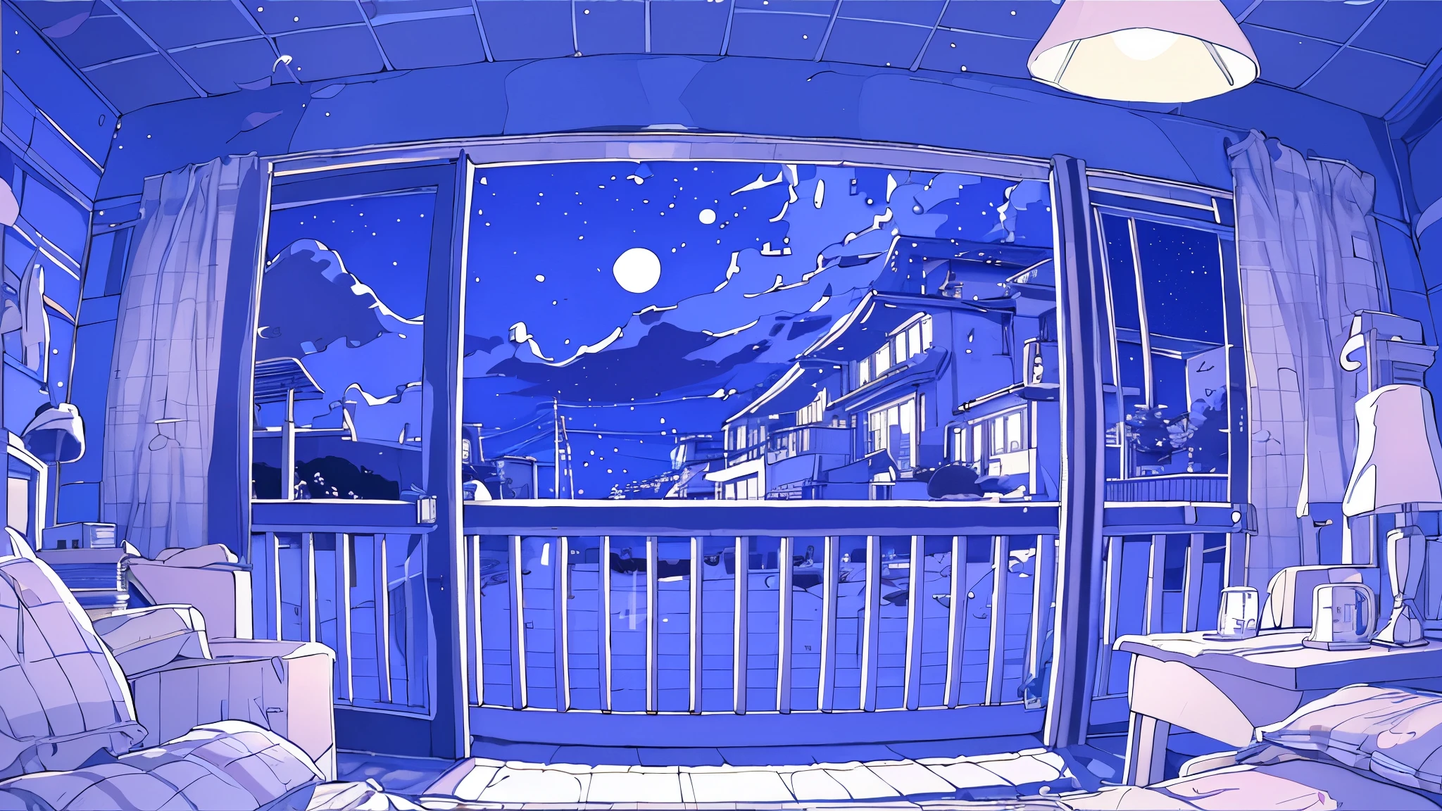 (masterpiece), (Highest quality), , night、night中、Looking Outside、きれいなnight景