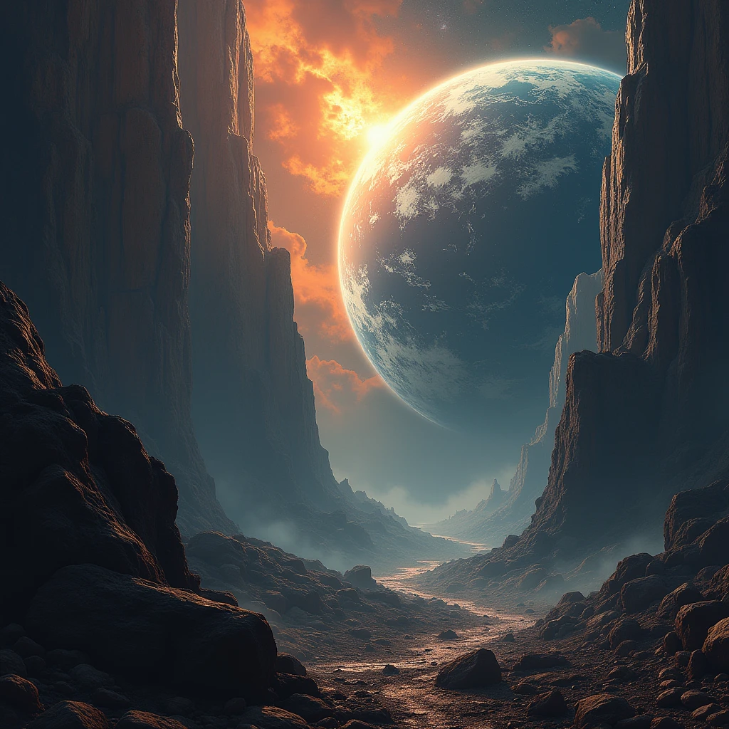 falling space colony down, from space to the earth, impact, judgement day,