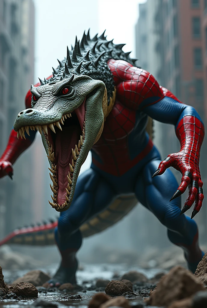 Spider man mix crocodile dangerous mouth