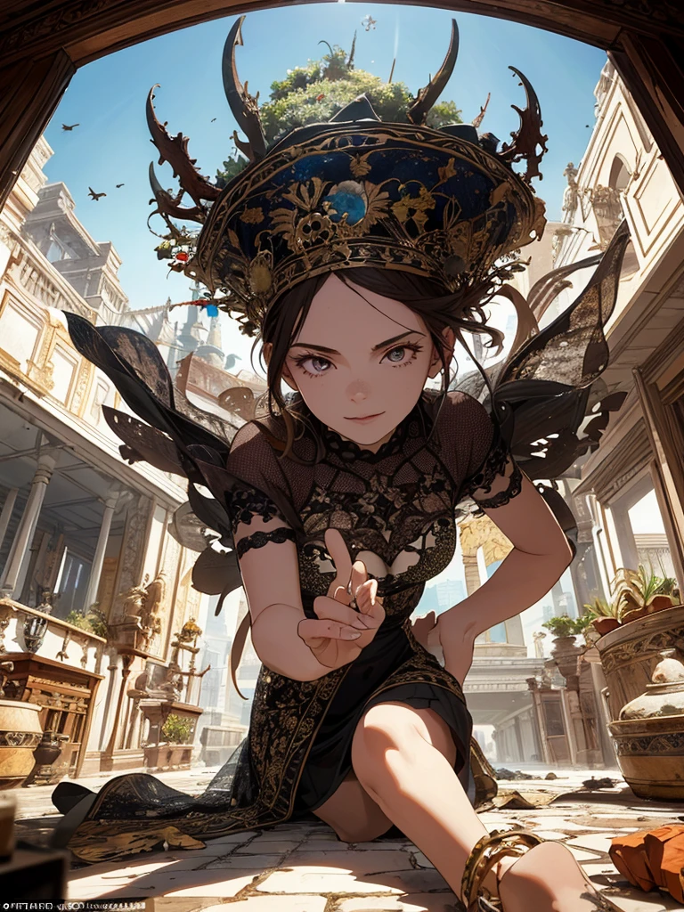 Absurd, high resolution, ultra-detailed, (1 girl:1.3), broken, design a beautiful temple scene, intricate architecture, lush gardens, and a sense of peace and spirituality. Broken, creating an image of a destructive demon with terrifying features, dark powers, and a thirst for chaos and destruction. Broken, designed with a fisheye effect image that captures a wide field of view with a unique curved viewing angle. Break to create rooftop views in urban environments with panoramic cityscapes, dramatic skylines, and a sense of elevation. Break , illustrating the tender moments between parents and children, capturing their bonds, love, and connection. Broken, using pointillism to illustrate images, carefully placed tiny dots of color to create a cohesive and visually stunning whole.