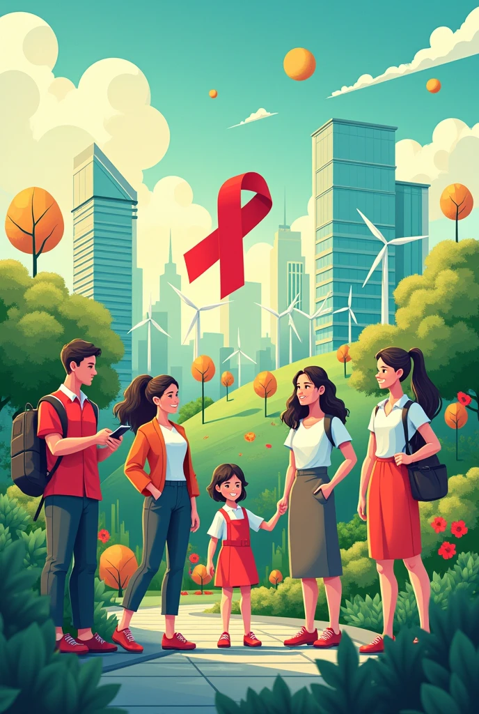 Red Ribbon Club Works Poster, Environmental friendly, finance, architecture
