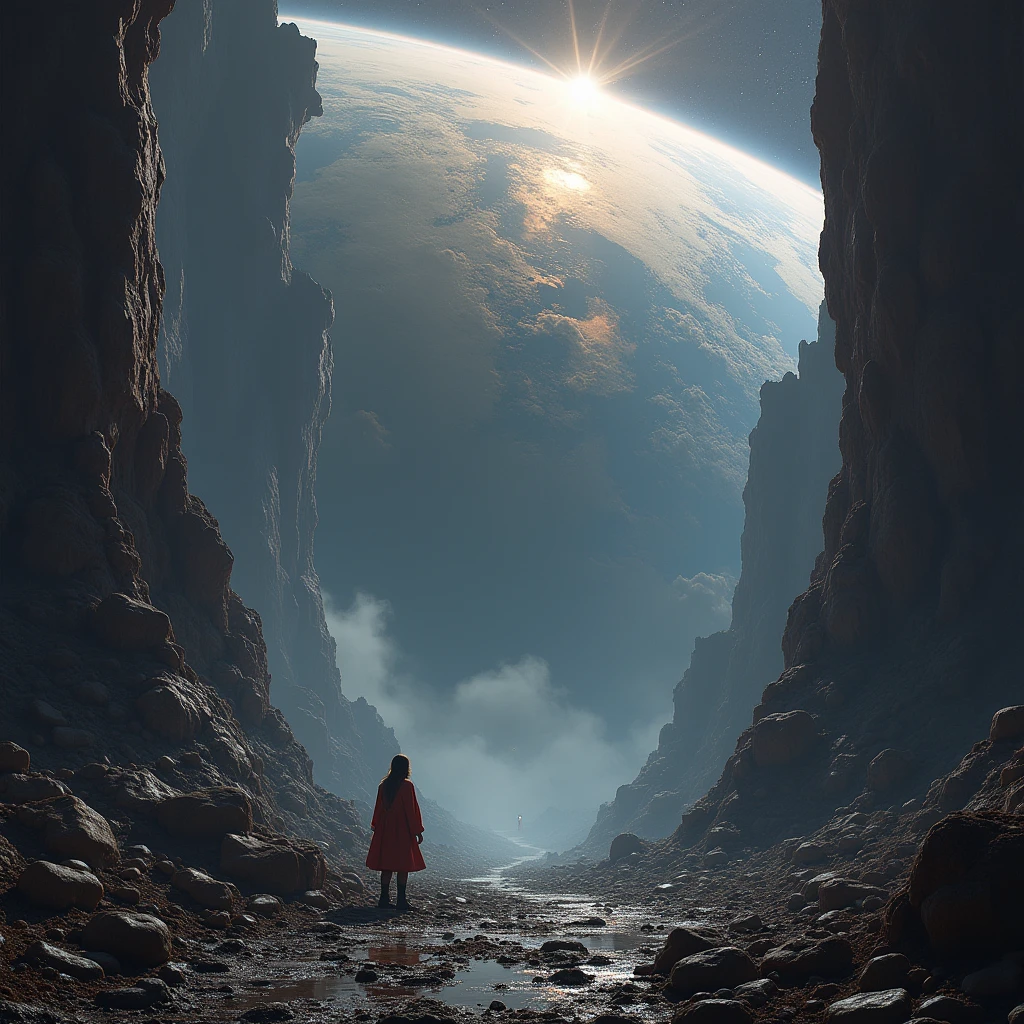 falling space colony down, from space to the earth, impact, judgement day, 