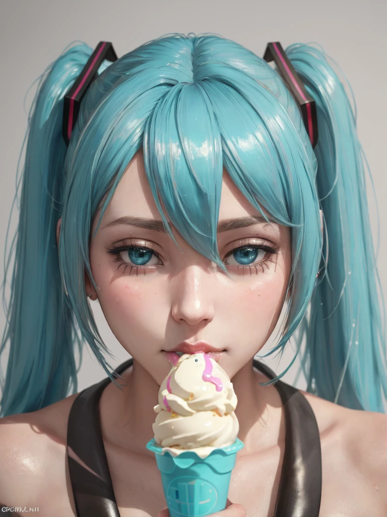 deepthroat, girl eating ice-cream,  face stained, hatsune miku, sucking ice-cream,  (8k, RAW photo, best quality, ultra high res, photorealistic, masterpiece, ultra-detailed, Unreal Engine)