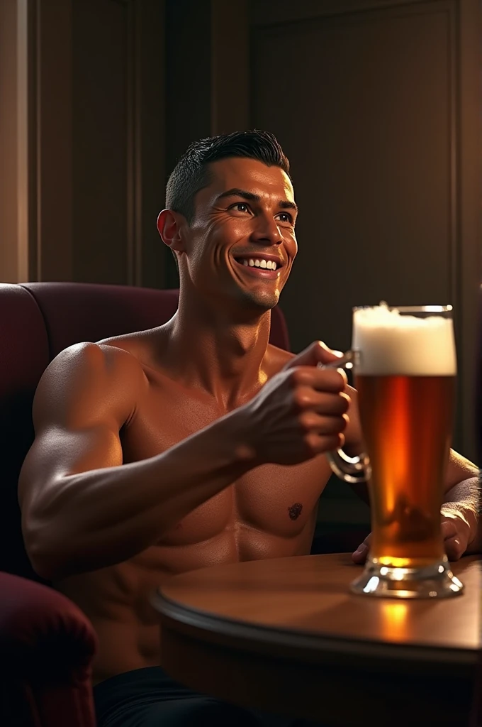 Cristiano Ronaldo having a beer 