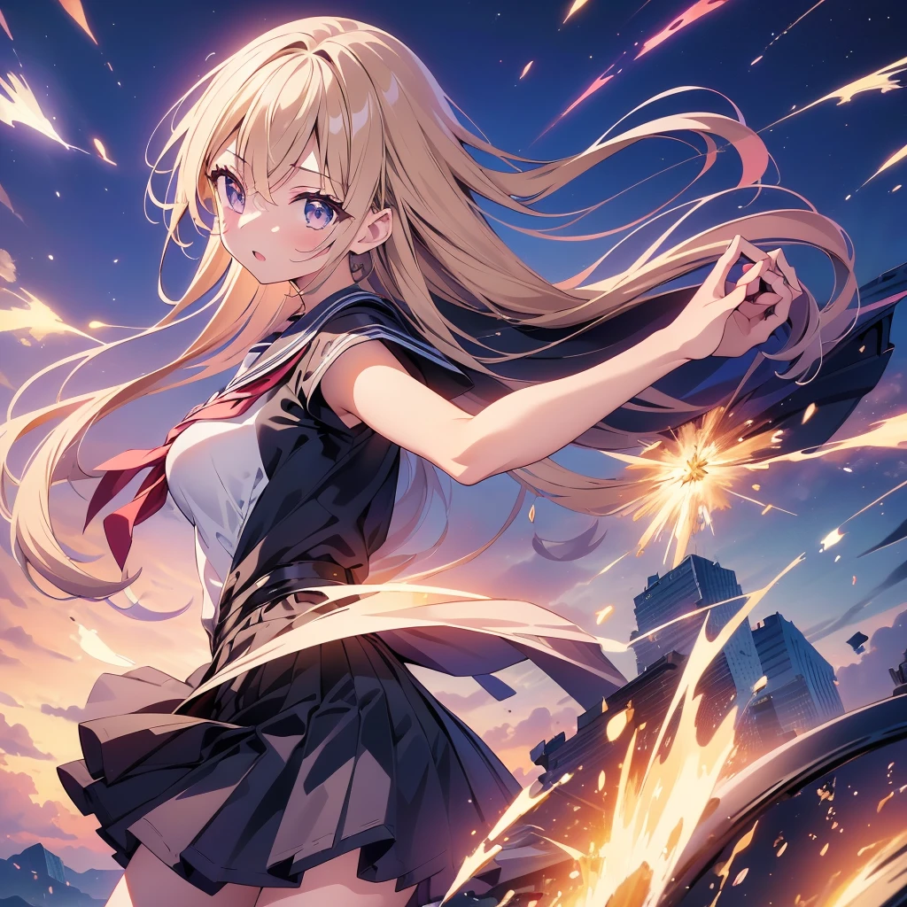 1girl,(((Highest quality、Masterpiece、Official Art、Super detailed、The best composition)))、Anime Style、Left half: High school girl、Right half armed girl、Two-sided、Super detailedなゲーム、CG、Absurd、Ultra high definition、Fine Lines、Hair drawn with a single-lens reflex camera、