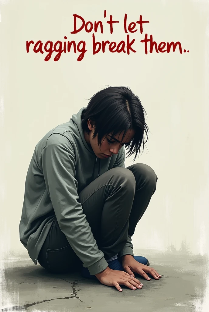 Empathy: Depict a distressed student with a tagline like "Don't let ragging break them."
