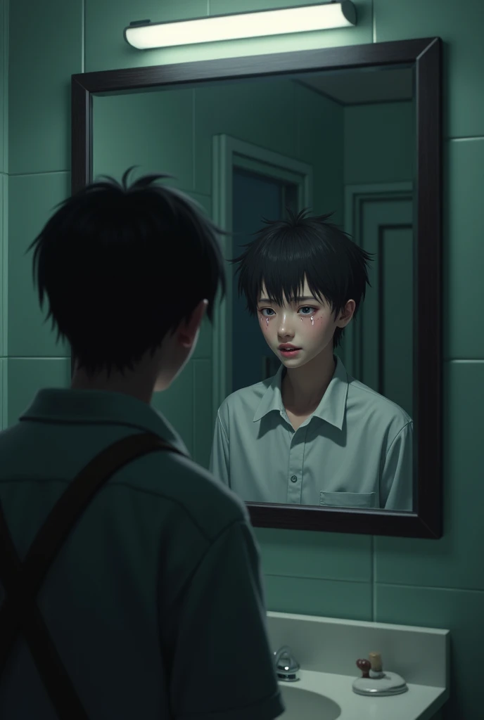 Looking at the mirror at school makes me cry.