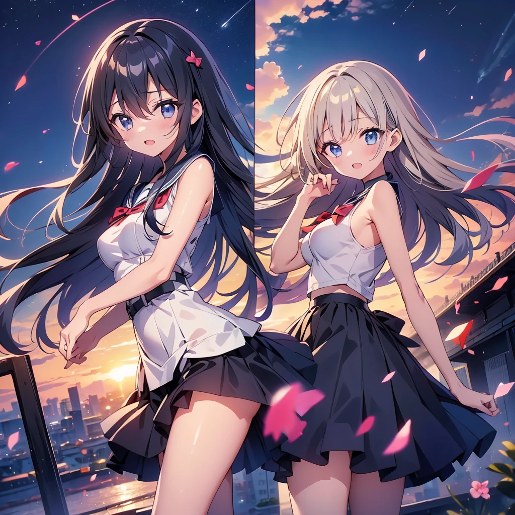 1girl,(((Highest quality、Masterpiece、Official Art、Super detailed、The best composition)))、Anime Style、Left half: High school girl、Right half armed girl、Two-sided、Super detailedなゲーム、CG、Absurd、Ultra high definition、Fine Lines、髪の毛はFine Lines、Each hair has a beautiful line、