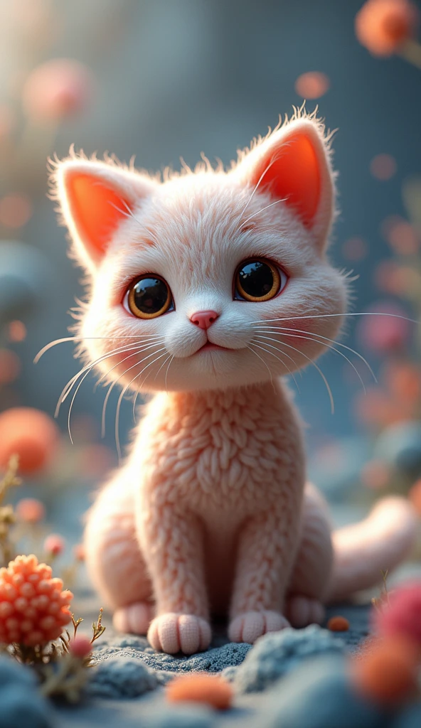 Cute knitted cat character, (very detailed, absolute resolution, best quality:1.3), 2.5D, delicate and dynamic, Graphic CG Digital Fantasy Art