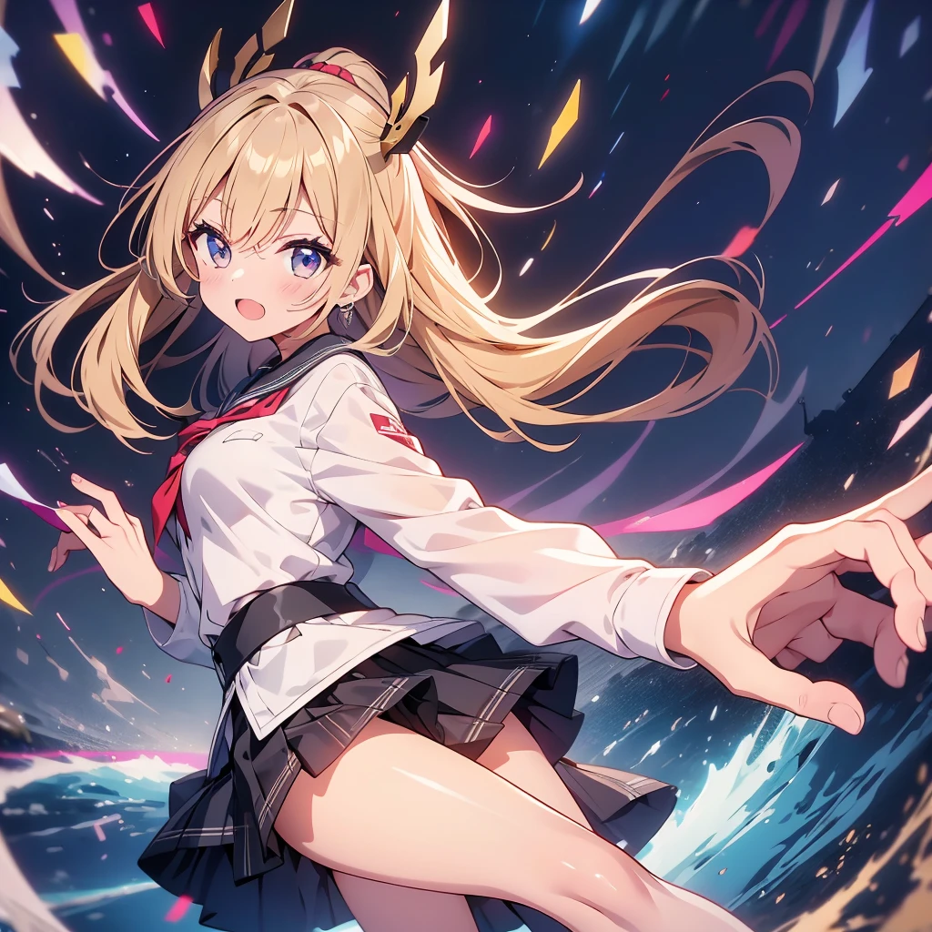 1girl,(((Highest quality、Masterpiece、Official Art、Super detailed、The best composition)))、Anime Style、Left half: High school girl、Right half armed girl、Two-sided、Super detailedなゲーム、CG、Absurd、Ultra high definition、Fine Lines、髪の毛はFine Lines、Each hair has a beautiful line、