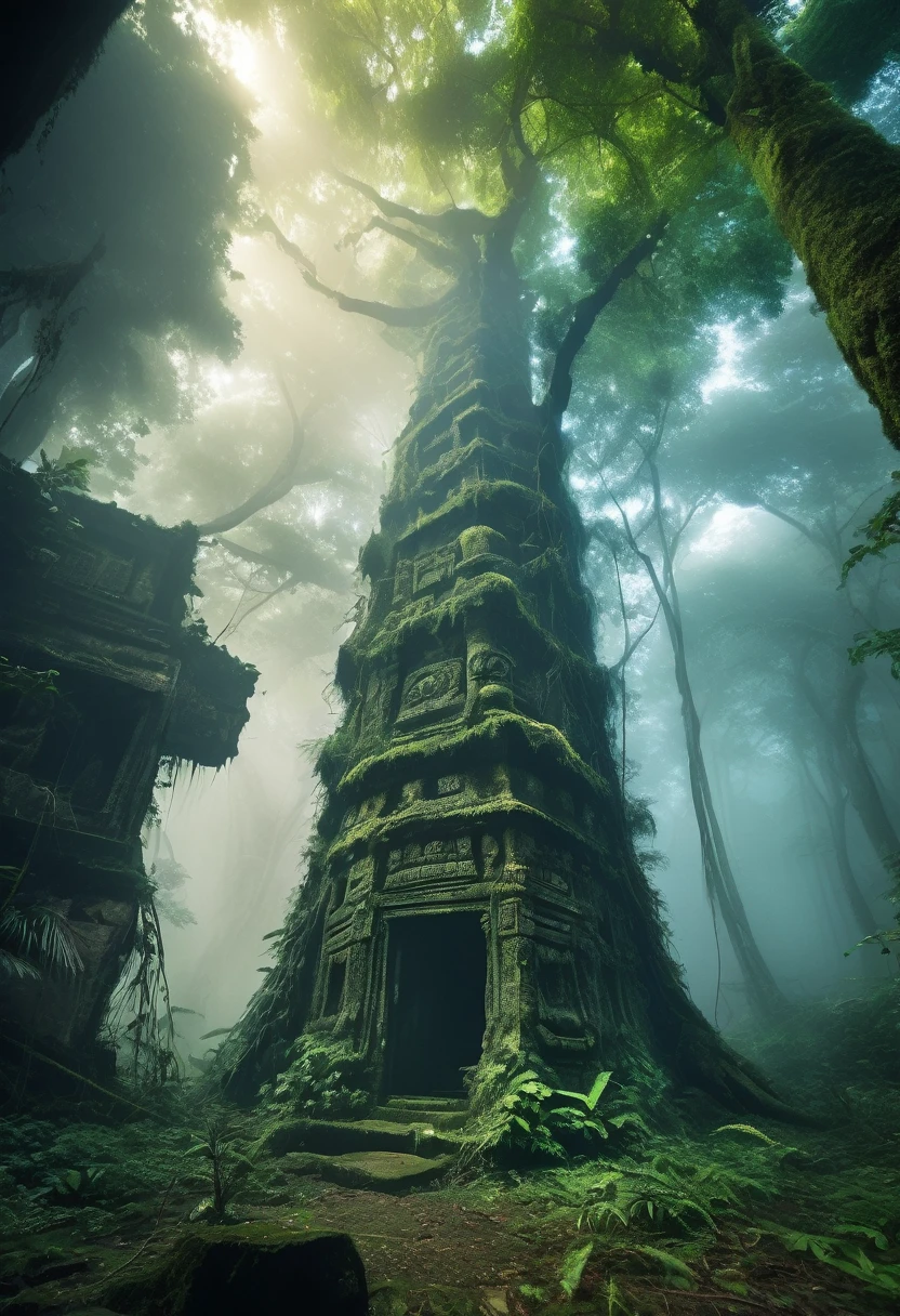 A high-resolution brightly lit photorealistic photograph of an ancient rain forest with criptic symbols of tribals and alienish paterns on the tree trunks glowing in uv colours smog and misty fog in the atmosphere broken ruins of ancient goddess skulptor glowing in uv colours The photograph is styled like a high-end lifestle magazine. The photograph has a light bright happy feel. Use a high-resolution 16k camera with a 2:3 aspect ratio, a raw style, and a quality setting of 2 to capture this vibrant scene
. 32k, full ultra hd, high resolution, photorealistic, natural lighting, ultra realistic photo, high quality, HDR, high resolution, smooth and delicate skin, noble and elegant, ultra-realistic photography vibe, shot with Canon camera, intricate details, 32k --ar 16:9 --s 750 --v 6.1