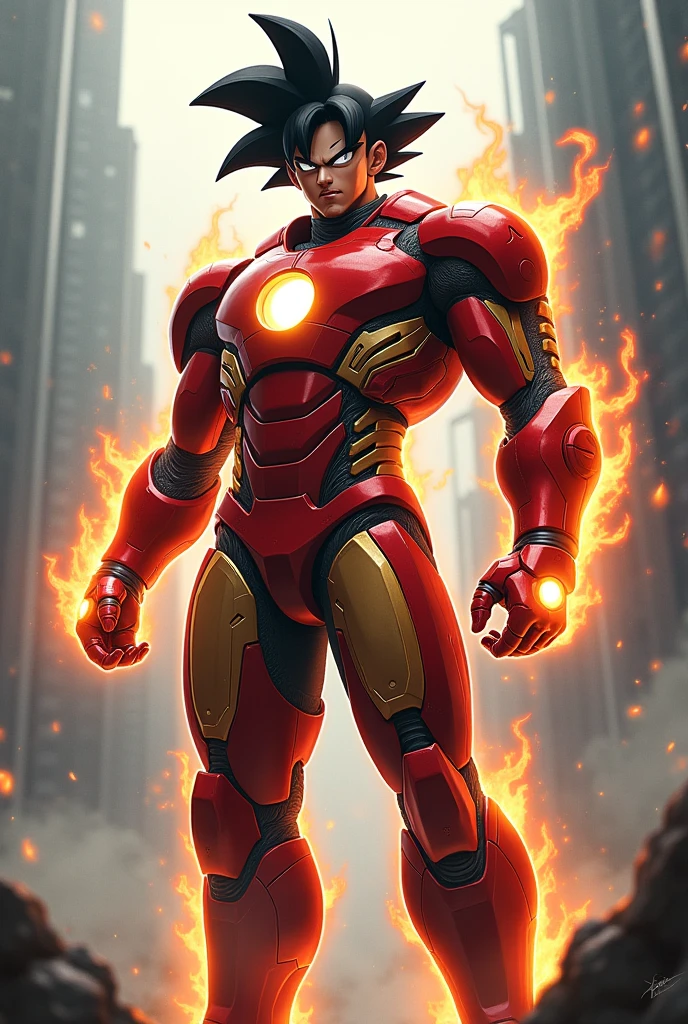 An ironman armor combined with goku