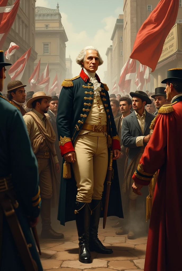 Create an image of the George Washington among in a people