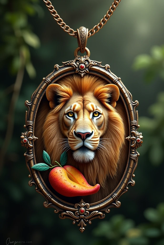 Create for me a neckless with a lion and a snack  
