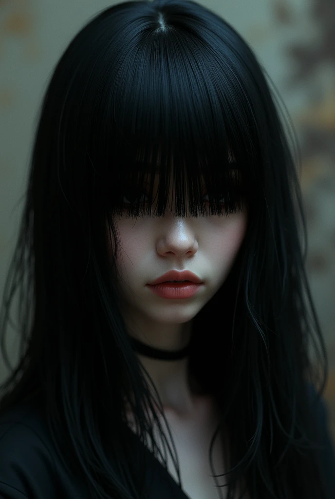 Black Hair With bangs long hair