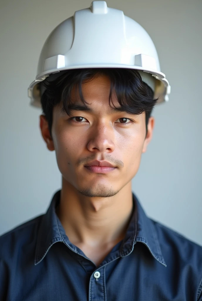 Electrical engineer photo of me boy black hair white white hard hat