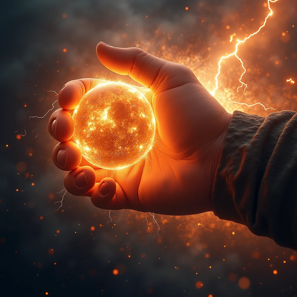 gigantic GOD's fist, punch from space to the earth, glowing inpact, thunderbolt, crush the earth, judgement day,
