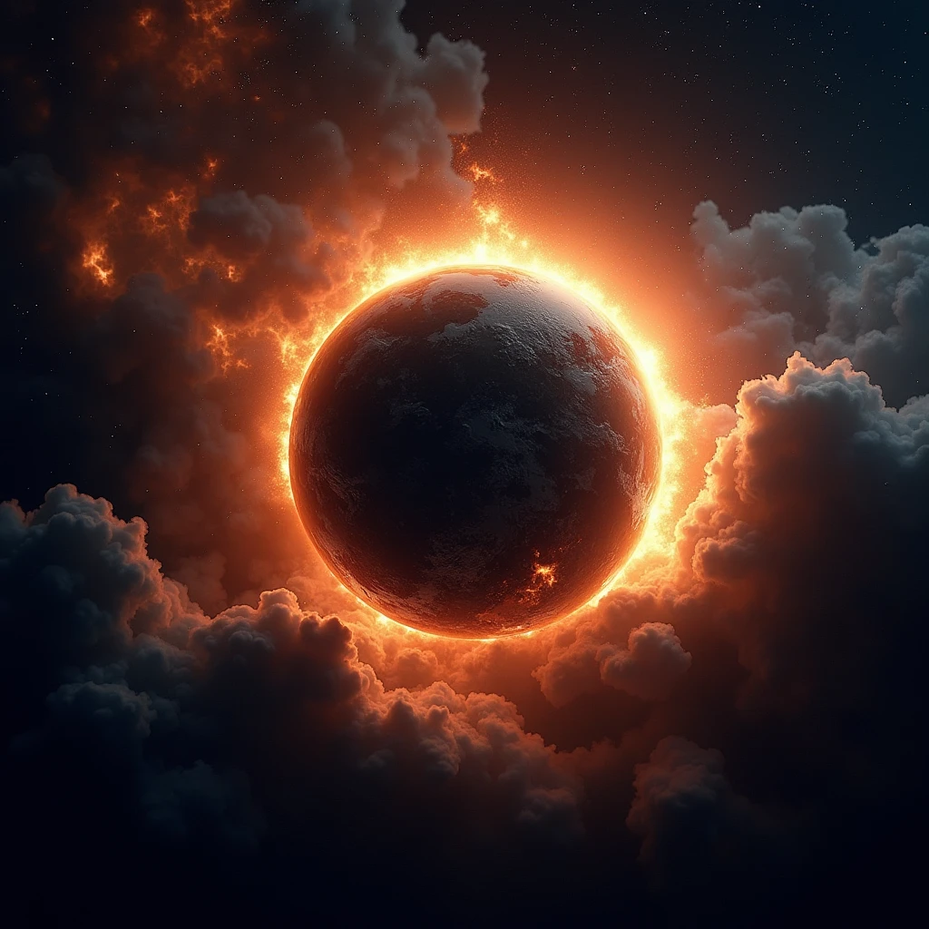 blackhole is casted from space to the earth, crush the earth,