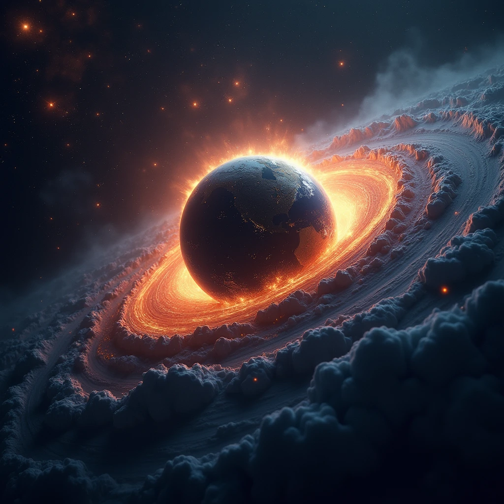 blackhole is casted from space to the earth, crush the earth,