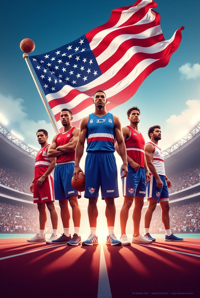 Independence day poster with sports theme