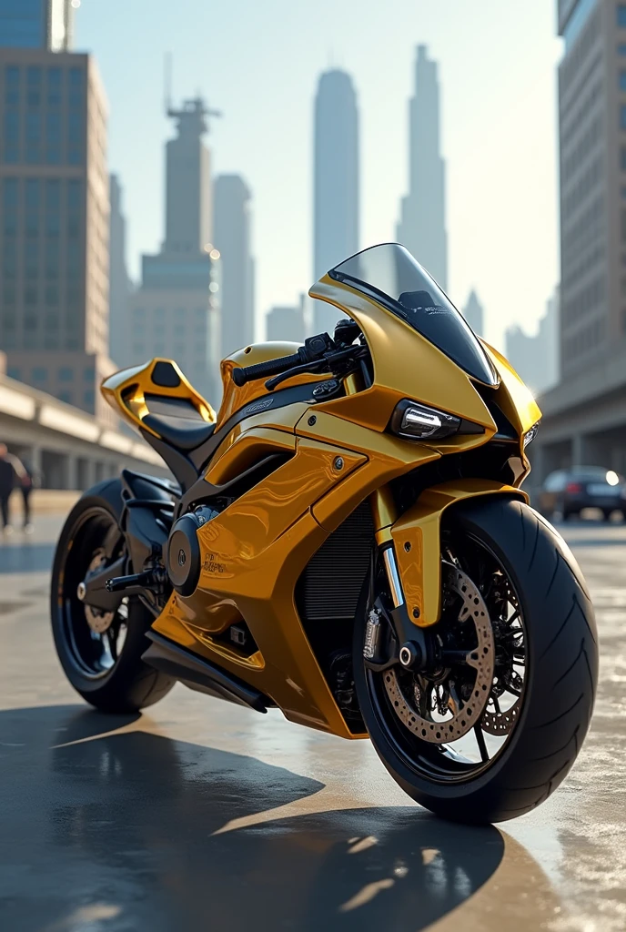 Motorcycle inspired by mark 44 ironman gold color
