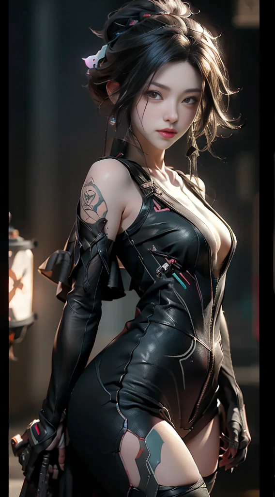 ((best quality)), ((masterpiece)), (detailed:1.4), 3d, Image of a beautiful cyberpunk woman,HDR (High Dynamic Range),Ray Tracing,nvidia RTX,Super Resolution,Unreal 5,Subsurface scattering,PBR Textures,Post-Processing,Anisotropic filtering,Depth of Field,Maximum clarity and sharpness,Multi-layered textures,Albedo and Specular Maps,Surface Shading,Accurate simulation of the interaction between light and material,Perfect proportion,Octane Rendering,Two-color lighting,Large aperture,Low ISO,White Balance,Rule of Thirds,8K Native,