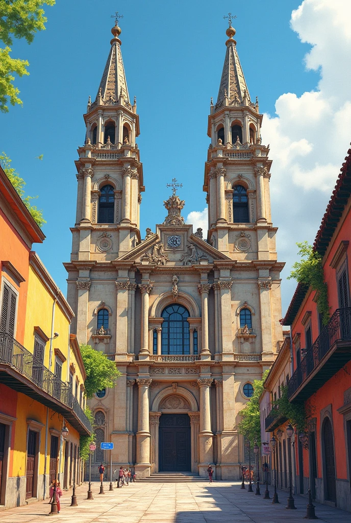 Drawing of the cathedral of Leon Nicaragua