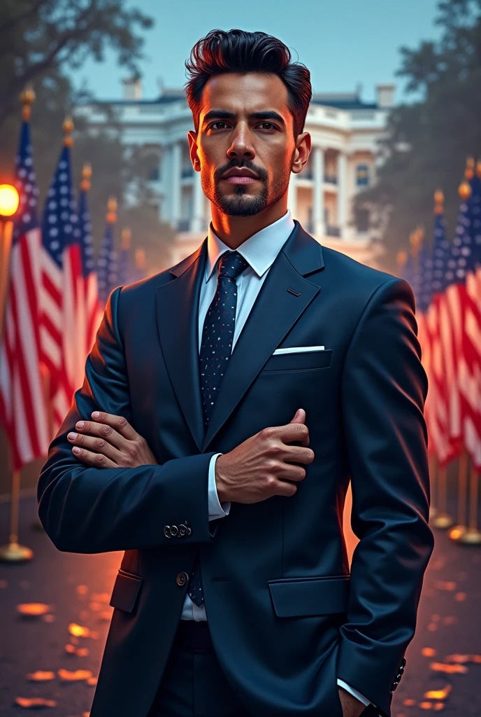 Create an image of johan adham president of United state another with YouTube size