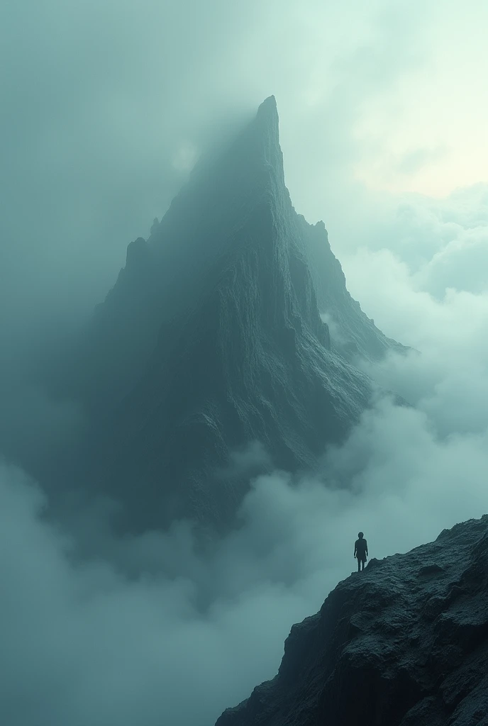 Top of a dark and foggy mountain
