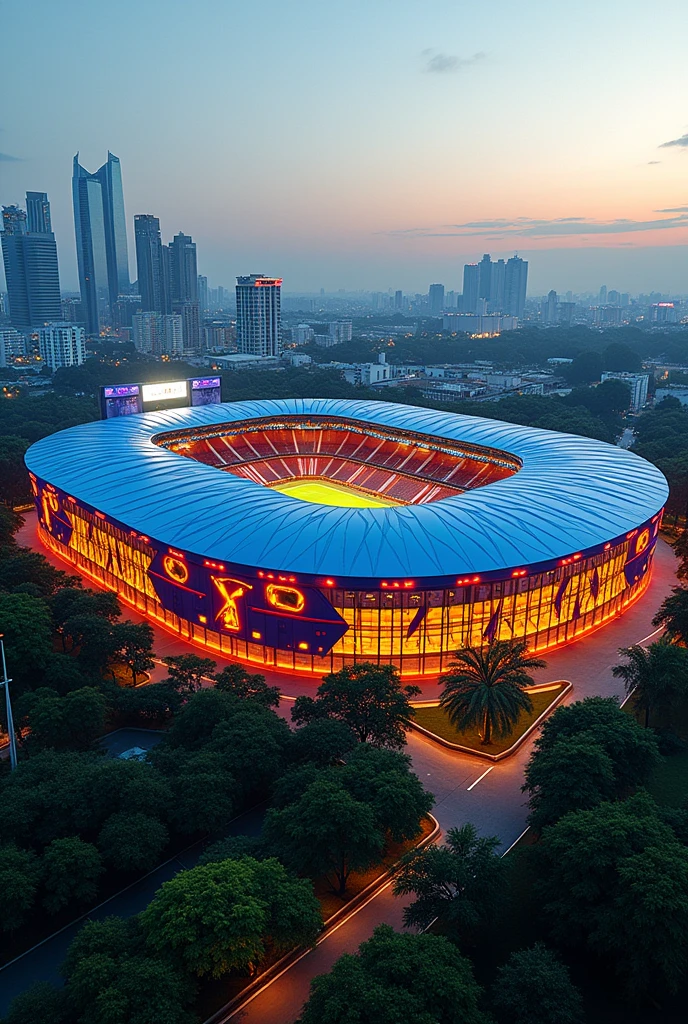 what the Cruzeiro football stadium would look like, blue, with reference to the fox