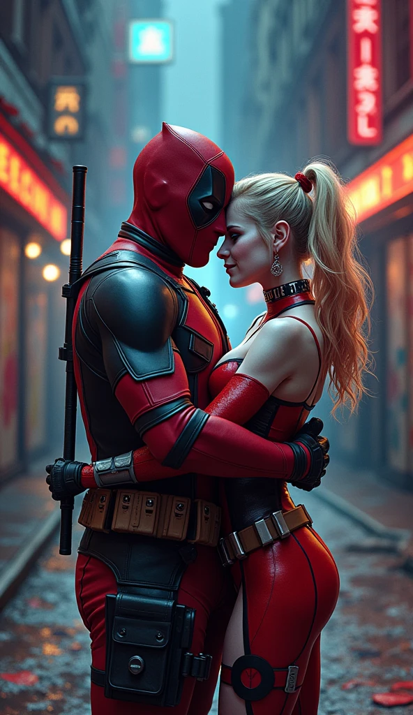 Deadpool and harley Quinn Hug