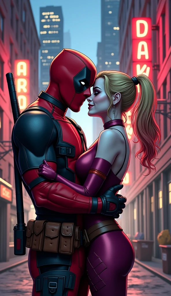 Deadpool and harley Quinn Hug