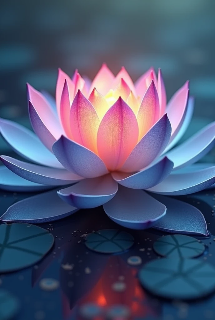 Zen lotus flower with each petal a different gradient color