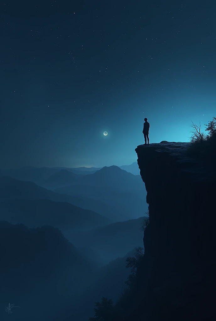 Top of a cliff at night