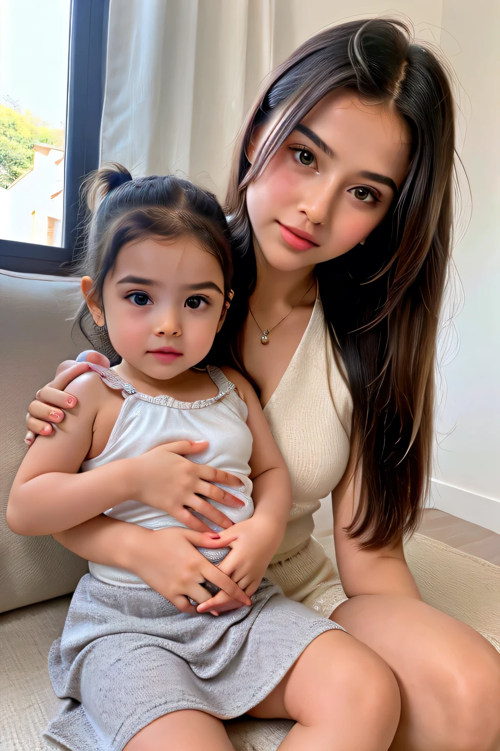 16 years cute beautiful hot play girl with stylish cooling glass with cute little baby with stylish colour full modern stunning dress with straight full size cute hot pic