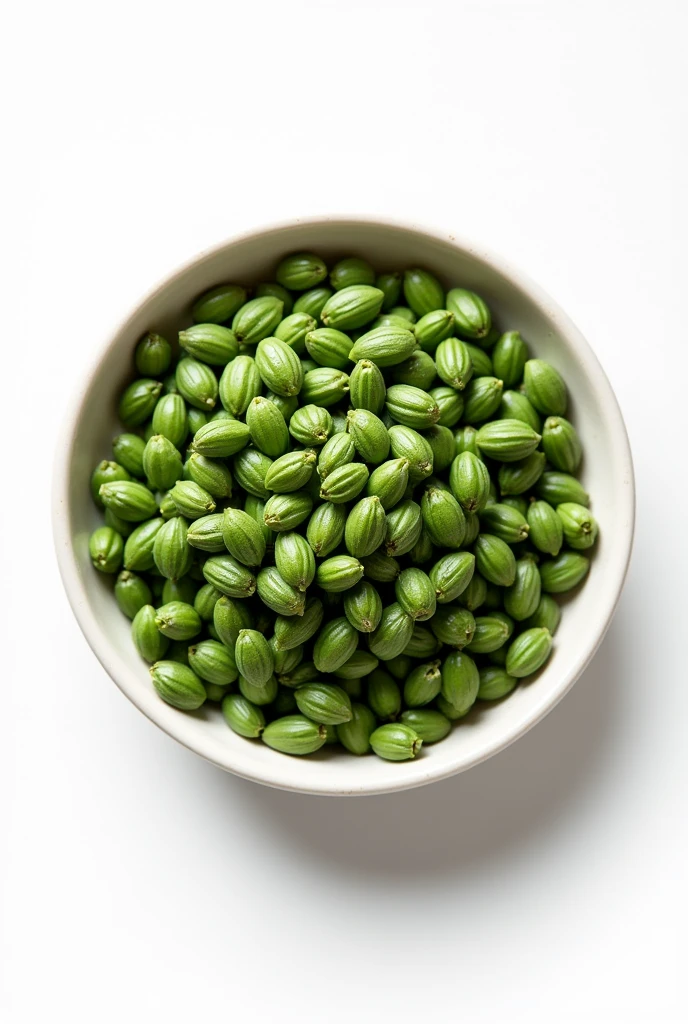 Create me hd image of bowl of coriander seeds with white background