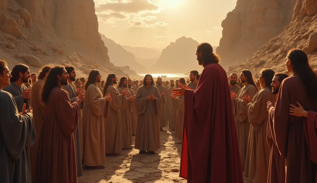 Haute qualité, 8K Ultra HD, en couleur, foule, personnages bibliques qui maudissent, réaliste