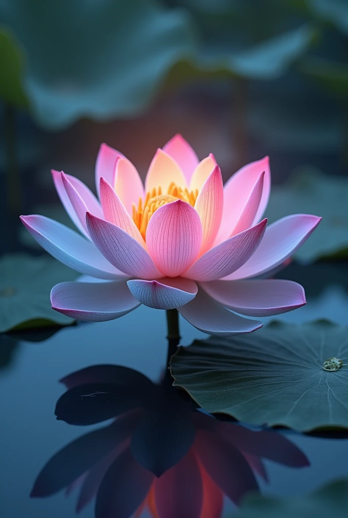 Zen lotus flower with each petal a different gradient color