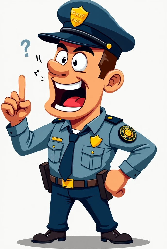Security guard cartoon style shout