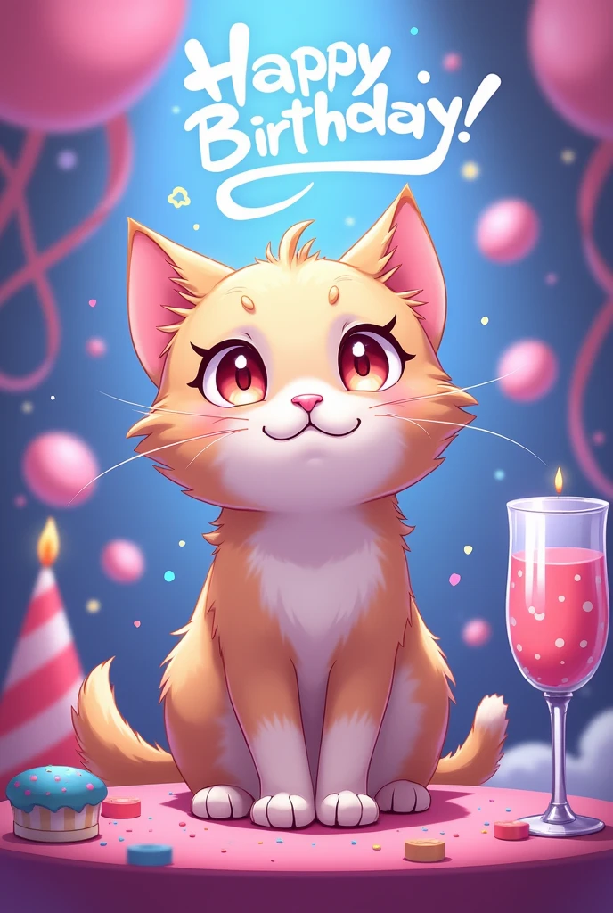 Happy birthday smile by the - cat, Anime drawing by Shingei, tumbler, Under Art, Happy!!!, !subtle smile!, Happy birthday, smile, smile!! Fantasy, [ Digital Art ]!!, 2D Anime Style, smug smile, Shinji, Purple and Blue, future!!, small smile, Cytus and Deemo Style
